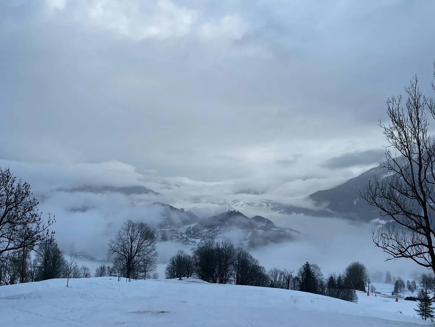 A mountain view from a ski resort in Japan