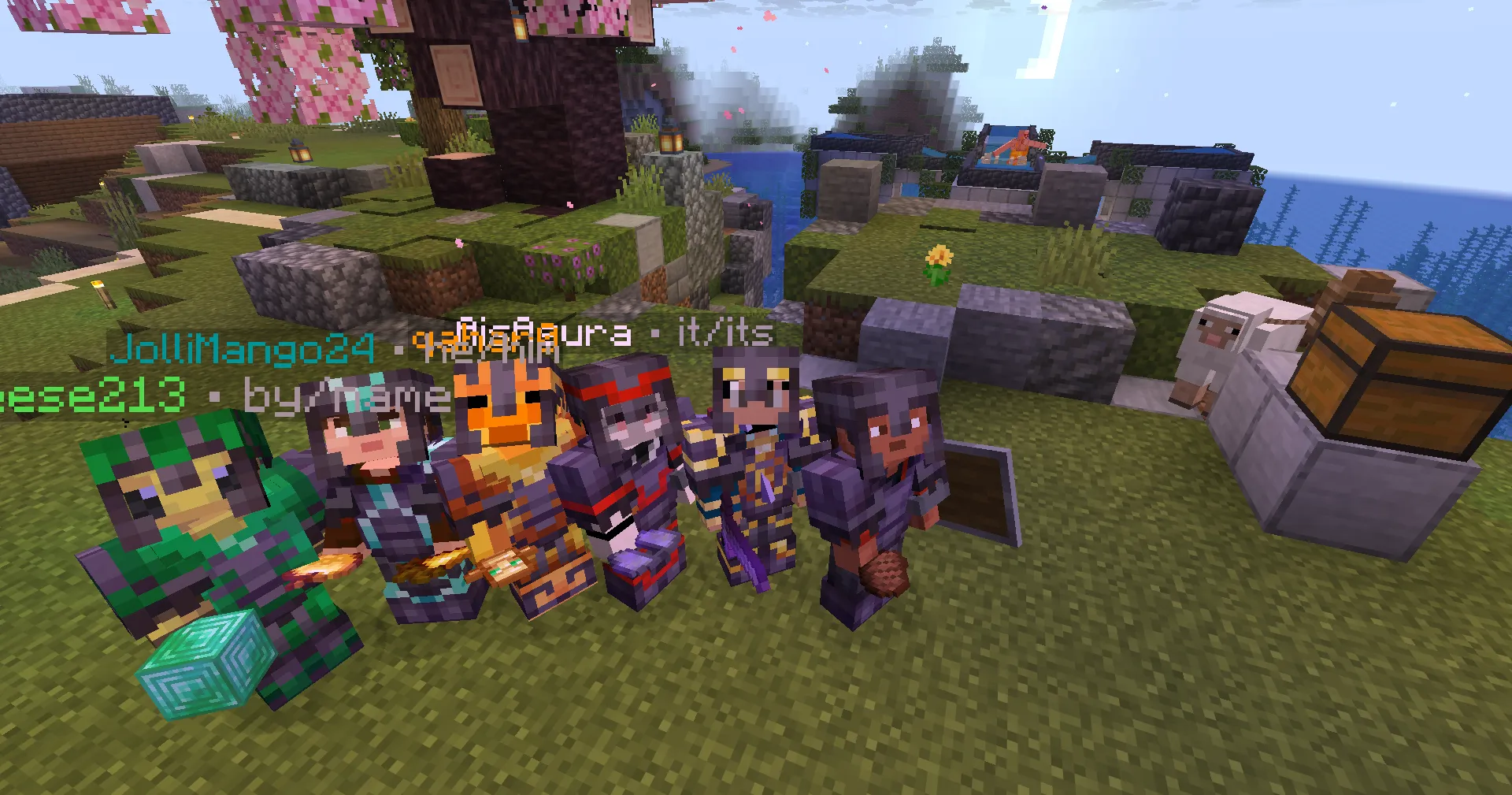 Players gathered together on the Niko's Nook Minecraft server