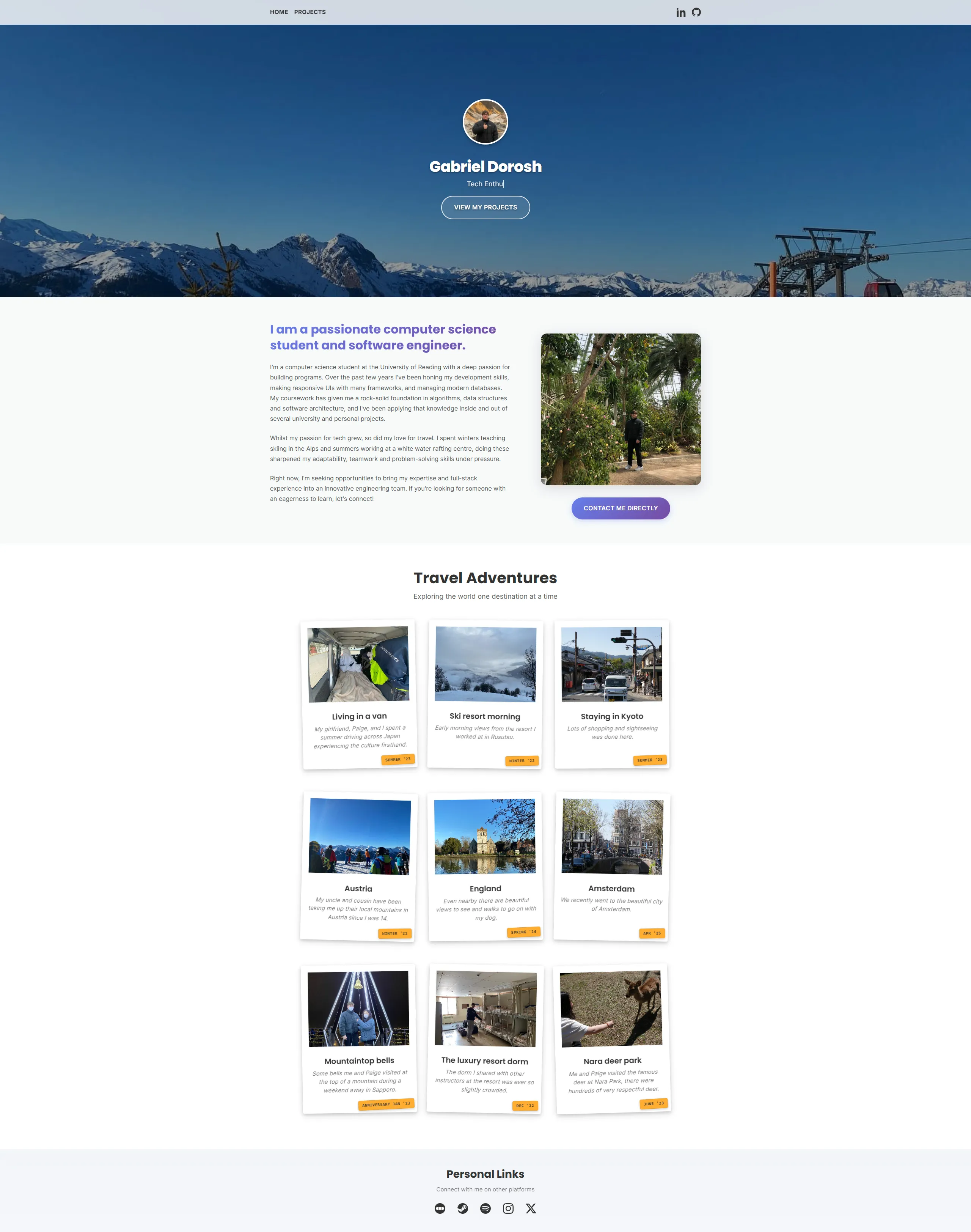 Full-page desktop capture of Gabriel Dorosh's original portfolio home page