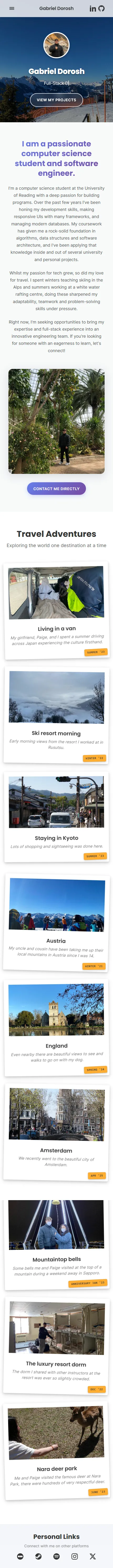 Full-page mobile capture of Gabriel Dorosh's original portfolio home page