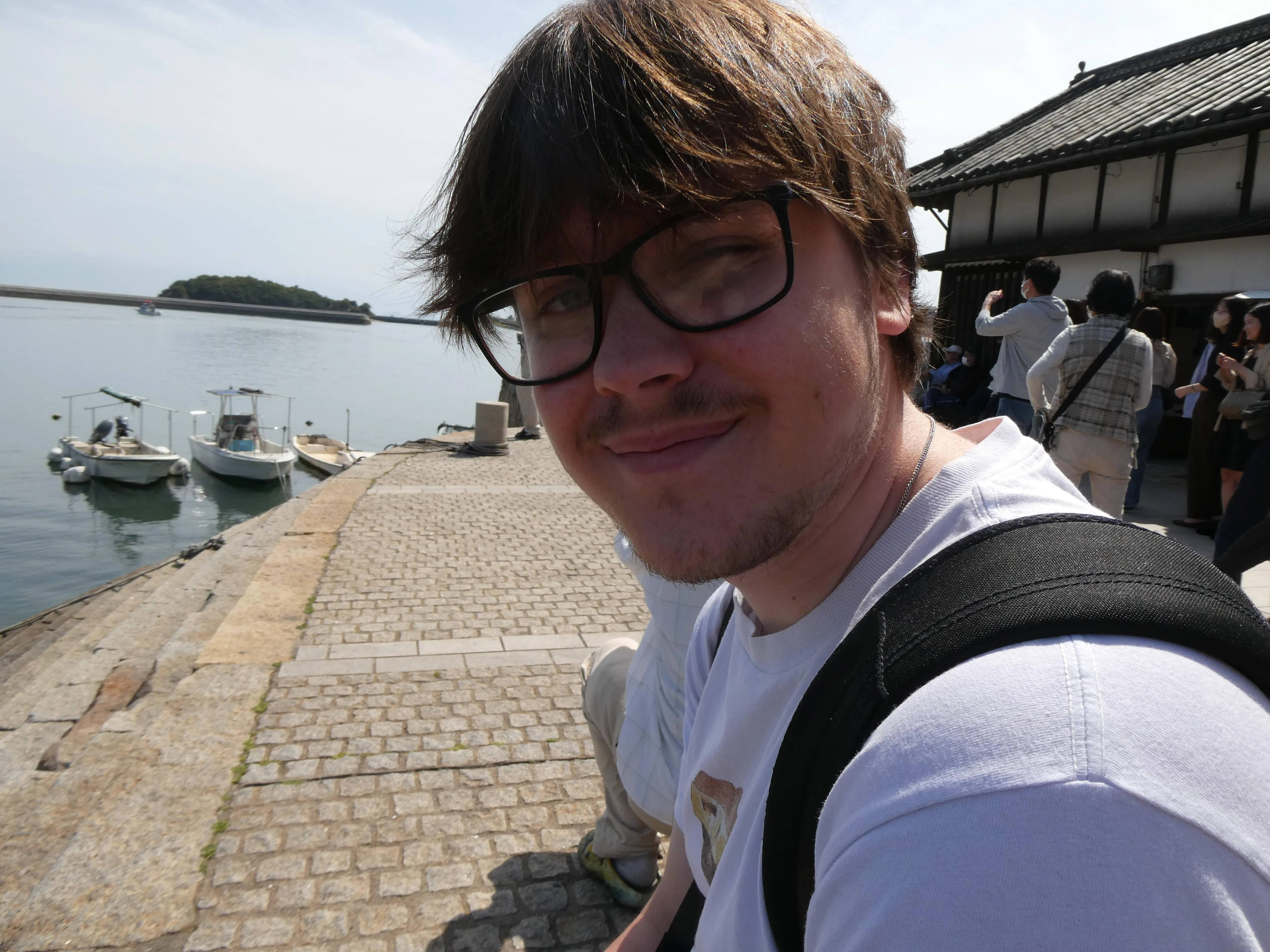 A close portrait of Gabriel Dorosh while travelling in Japan