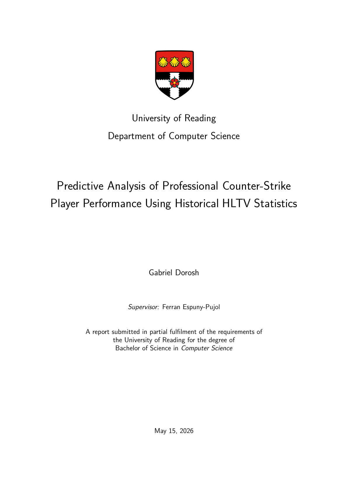 Cover of Gabriel Dorosh's degree project report